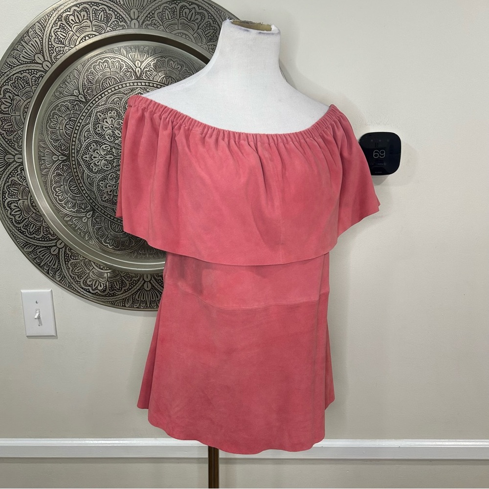 AS by DF Pink Leather Strapless Top Size : Medium - Picture 2 of 10